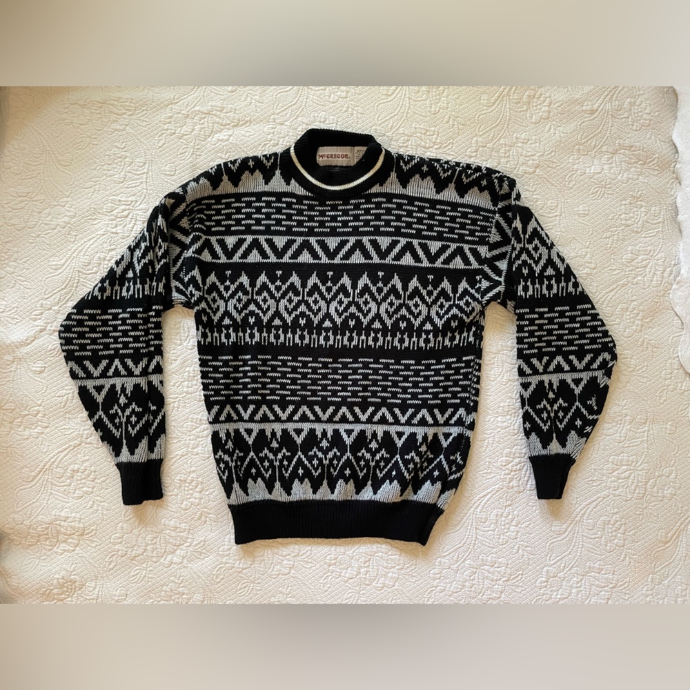 Vintage 80’s McGregor Acrylic Sweater Geometric Knit M